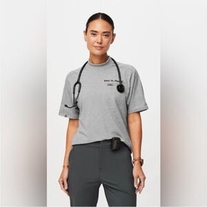 FIGS pique mock neck top